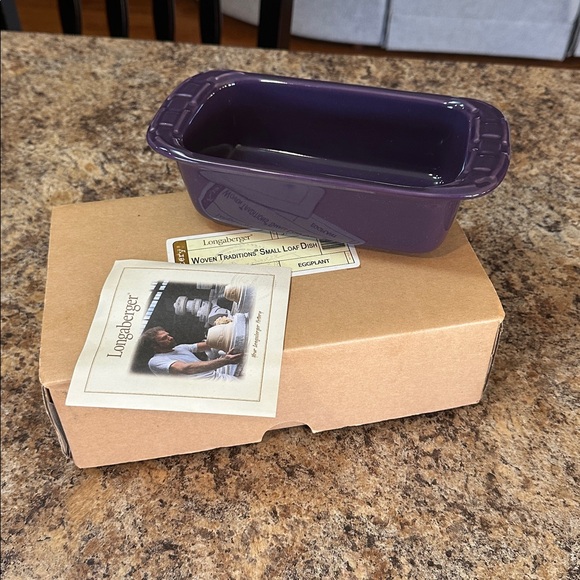 Longaberger Eggplant Deep Purple Ceramic Small Loaf Dish Pan NEW